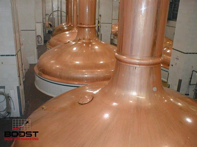 Coors copper brewing kettles in golden Colorado 