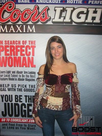 What would happen if her top fell down?  She has a nice look and is really Sexy Coors Light Beer Model for Maxim Girl Search