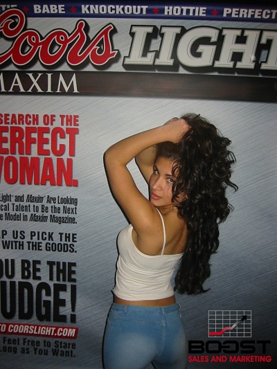 Sexy Coors Light Maxim Girl Search she had black fishnet stockings showing her white ass looking sexy as hell - coorslight hottie