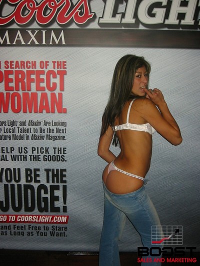 She is a hot lating Sexy CoorsLight Maxim Girl Search model that wants to become a promotional model for boost sales and marketing