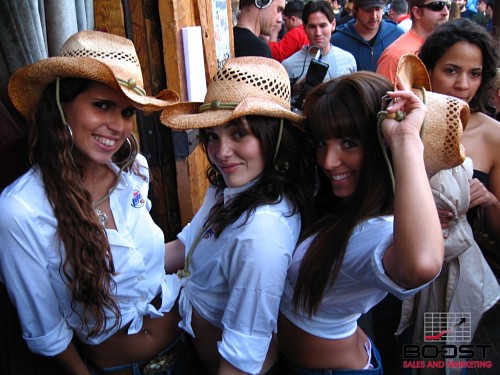 Miller Lite Girls at Saddle Ranch wearing Cowboy hats