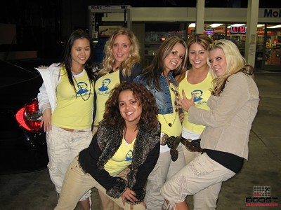 Sexy Miller Girls at gas station promoting miller lite beer